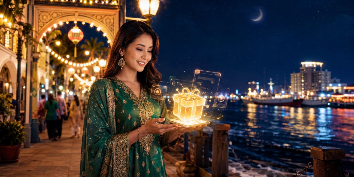 Suasana promosi Hari Raya dengan tawaran bonus eksklusif di Malaysia